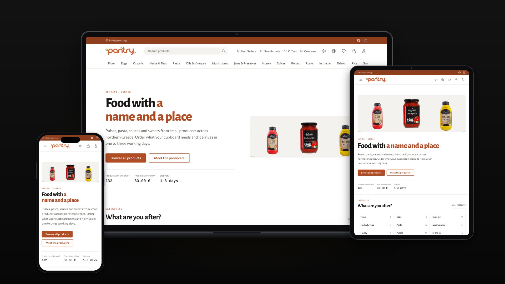 ePantry — Épicerie Grecque en Ligne, Reconstruite de WooCommerce vers Laravel